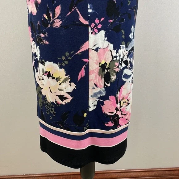 INC Knee Length Slip Dress SZ XS 3/4 Length Sleeves Floral Design Stretchy - Picture 10 of 13